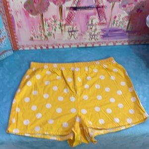 You Babes bright yellow boxer type shorts with white polka dots